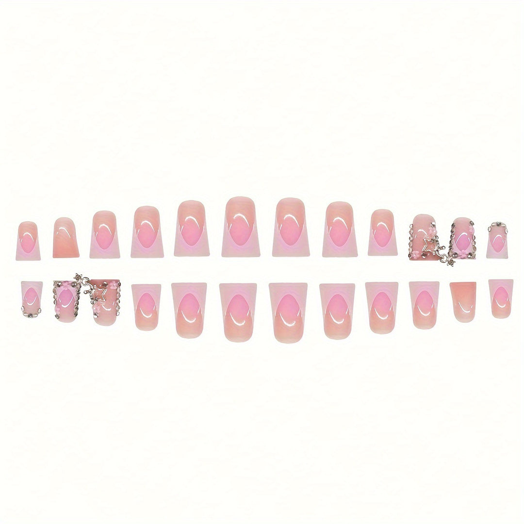 Glamorous 3D Press-On Nail Set with Star Accents Stornfield