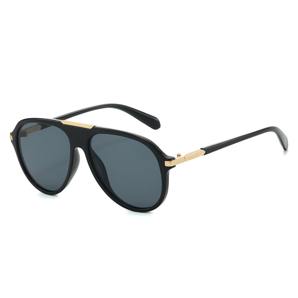 Oversized Aviator Sunglasses with Metallic Accents Stornfield
