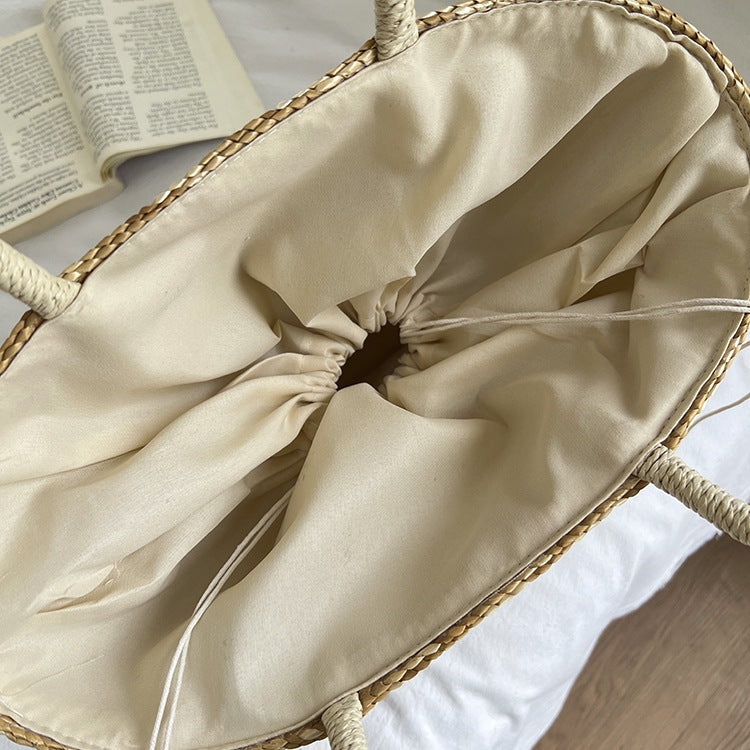 Handmade straw bag with colorful lemon motif Stornfield