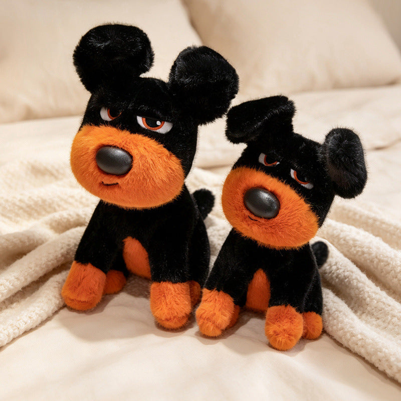 Sitting Character Plush Dog with Contrasting Faux-Fur Muzzle and Half-Lidded Expression Stornfield