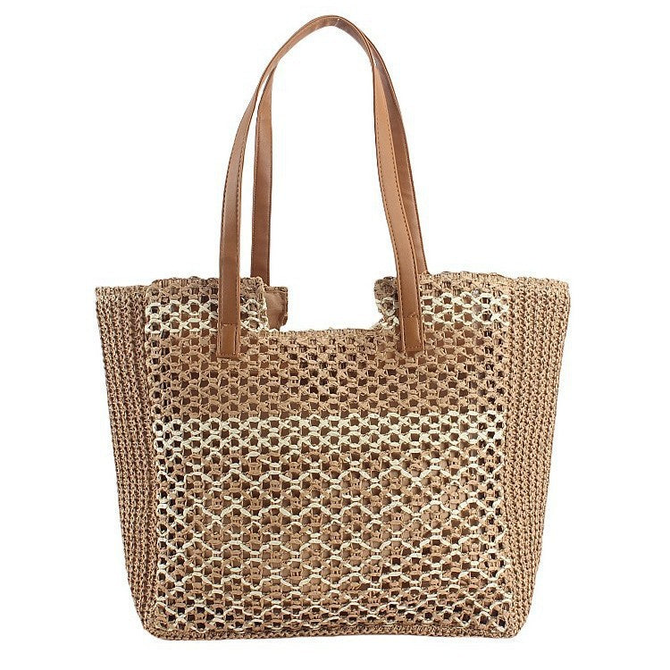 Handcrafted basket bag with leather handles Stornfield