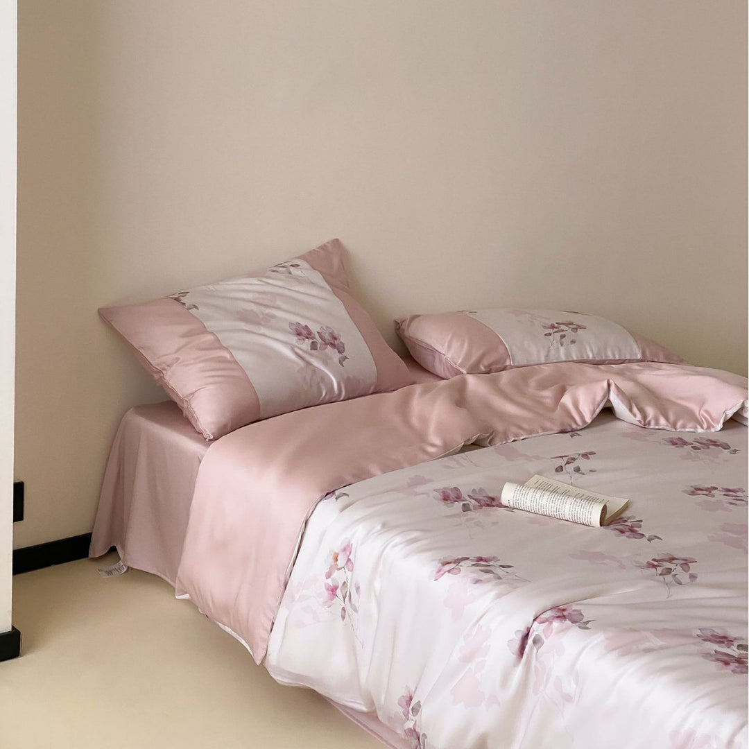 Luxury Lace-Trim Satin Duvet Cover Set