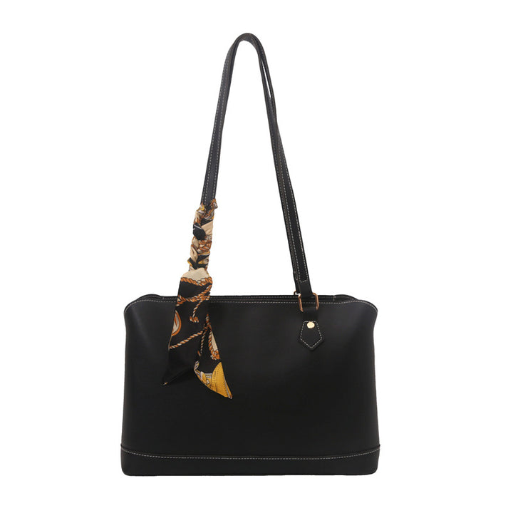 Elegant Structured Tote Bag with Decorative Scarf Stornfield