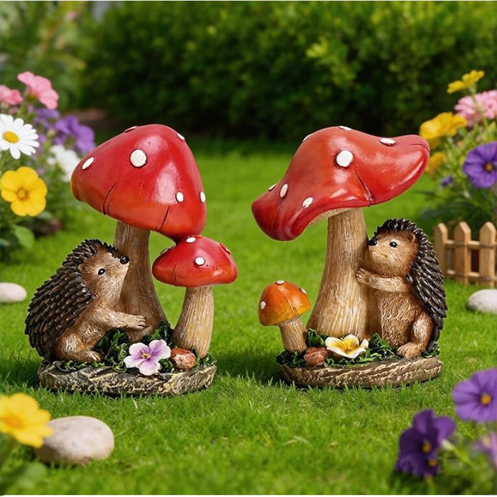 Cute decorative figure with hedgehog and fly agarics Stornfield