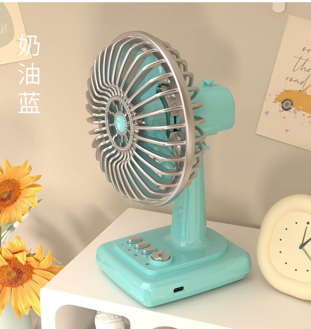 Women's portable table fan with adjustable tilt angle and powerful battery Stornfield