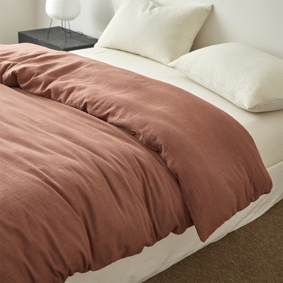 Washed Crinkle Linen-Blend Textured Duvet Cover