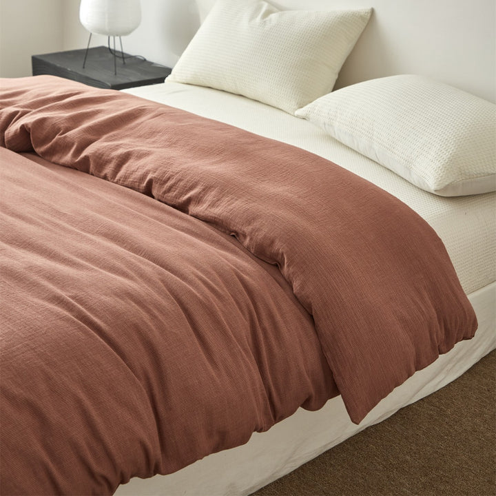 Washed Crinkle Linen-Blend Textured Duvet Cover