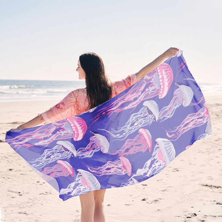 Beach towel with elegant jellyfish pattern Stornfield
