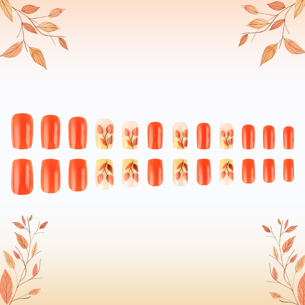 Autumn-Themed Press-On Nail Art Set Stornfield