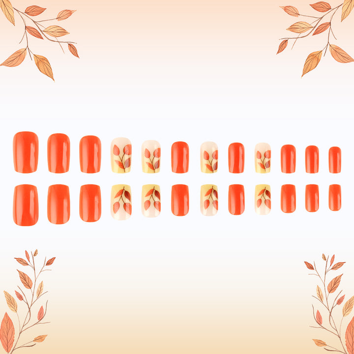 Autumn-Themed Press-On Nail Art Set Stornfield