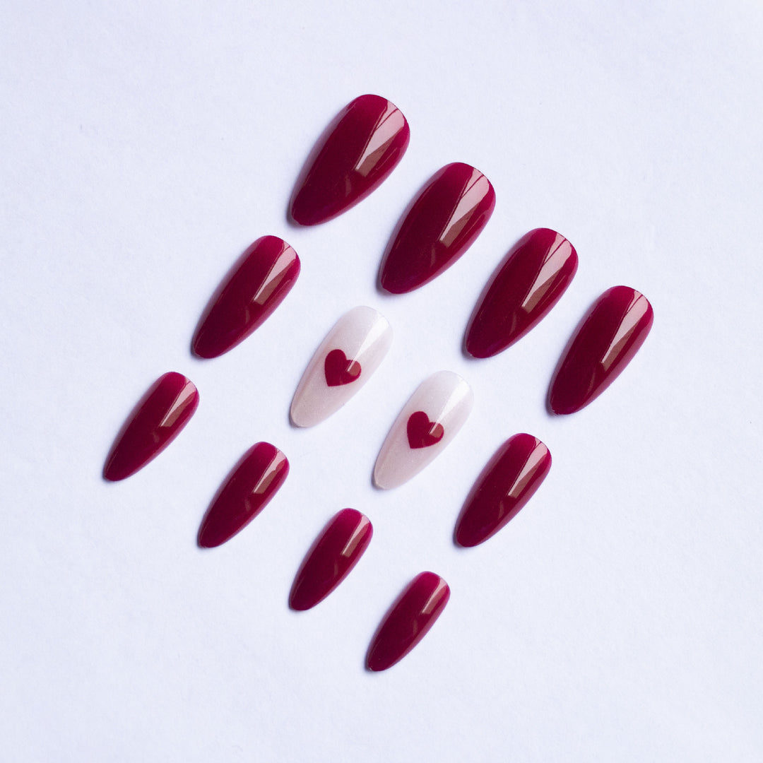 Heart Adorned Gel Nail Art
