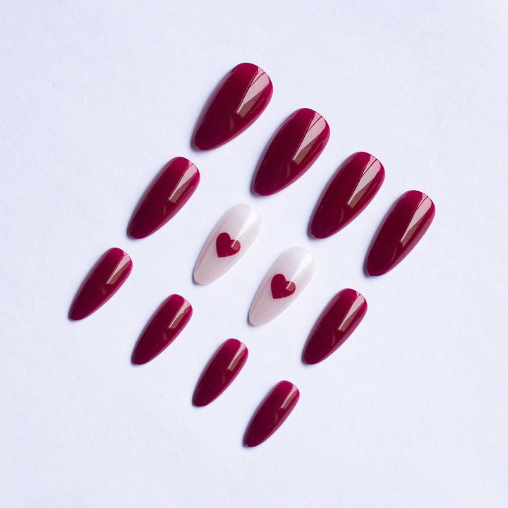 Heart Adorned Gel Nail Art