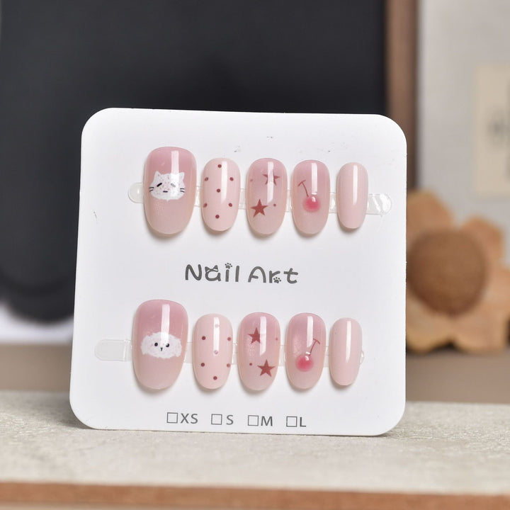 Decorative Press-On Nail Extensions with Floral Accents Stornfield