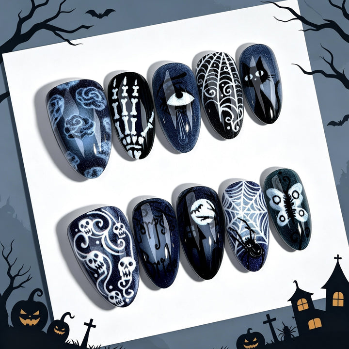 Artistic Halloween-Themed Press-On Nail Collection