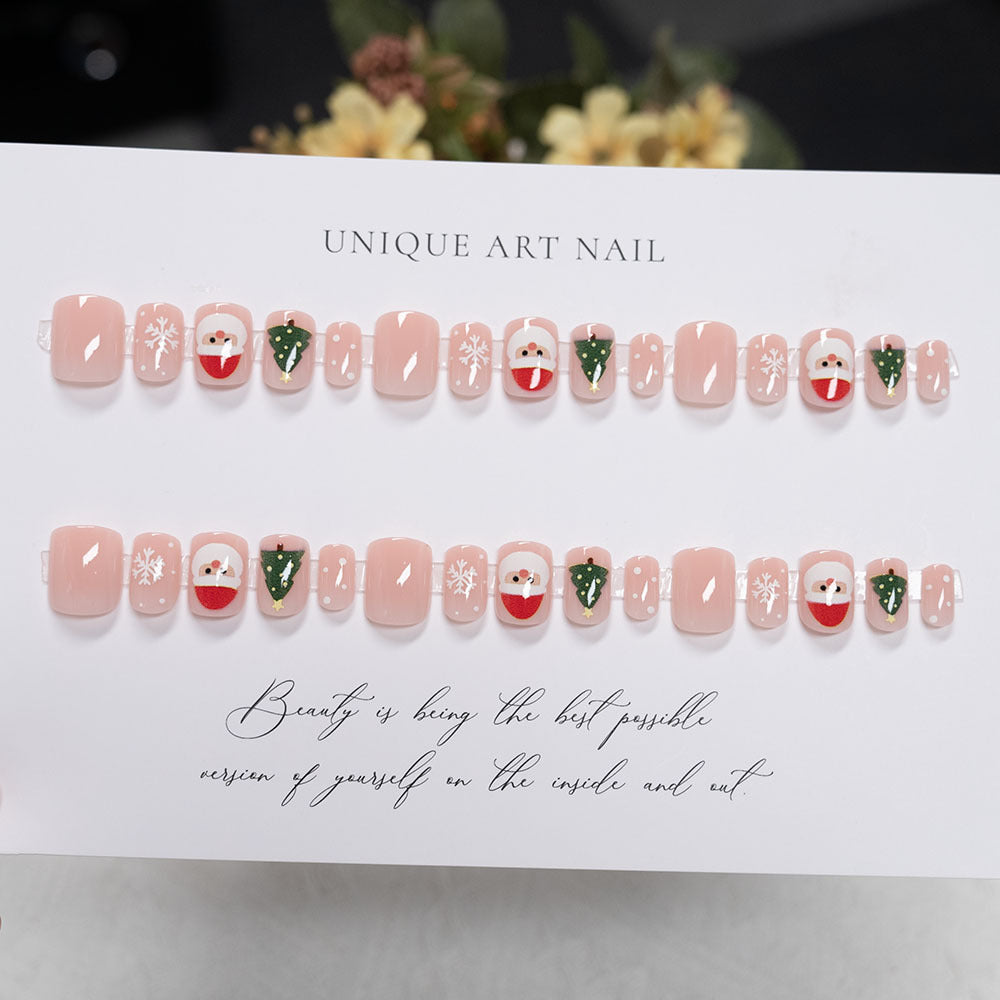 Festive Holiday-Themed Press-On Nail Art