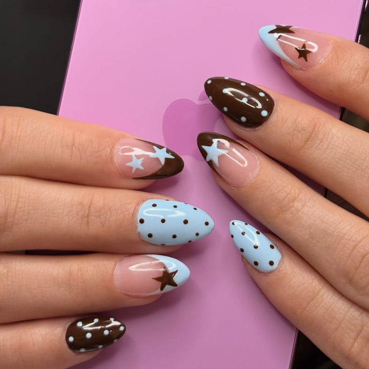 Artful Nail Extensions with Modern Star Design Stornfield