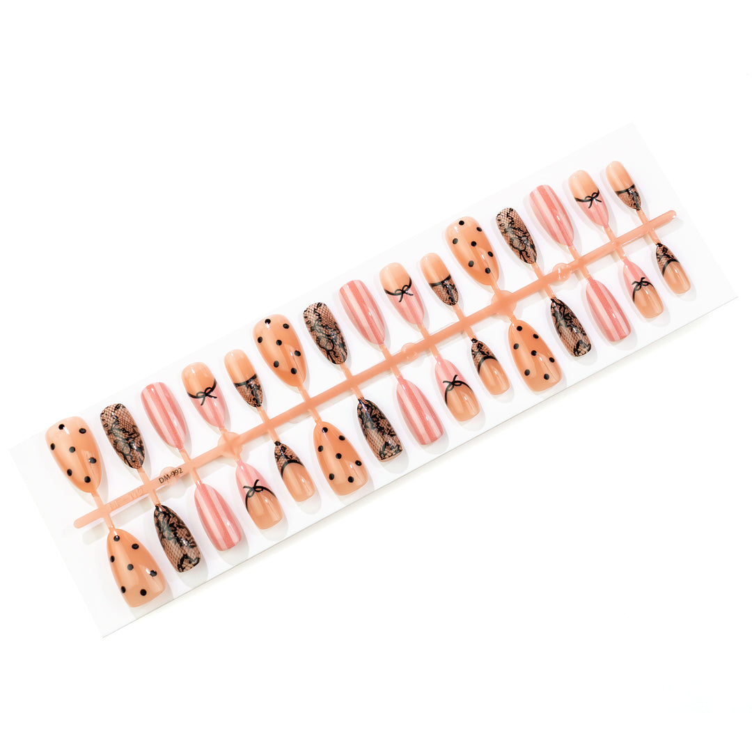 Elegant Lace-Inspired Press-On Nail Set Stornfield