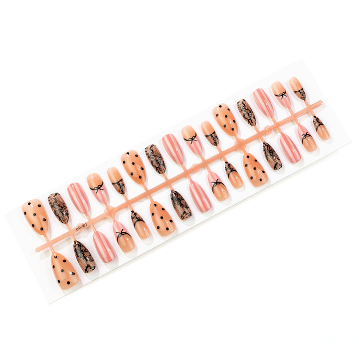 Elegant Lace-Inspired Press-On Nail Set Stornfield
