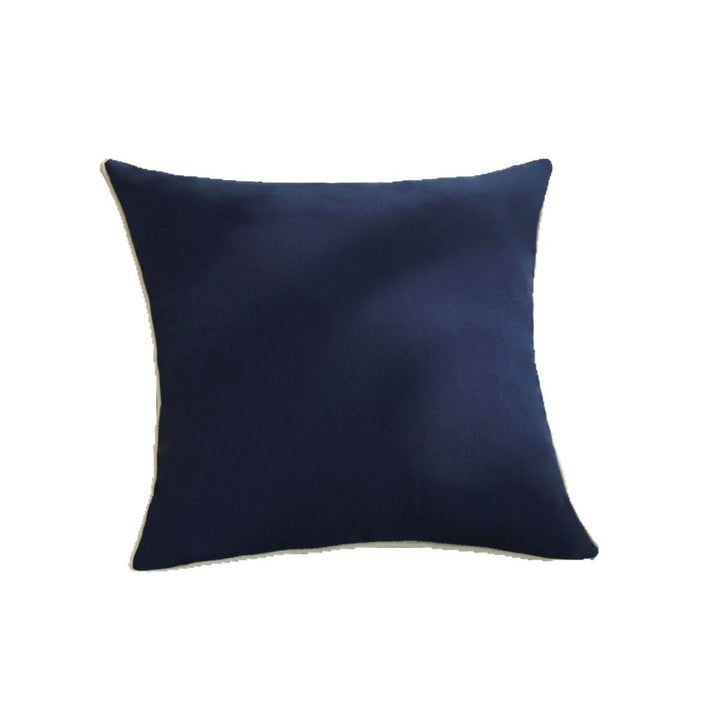 Square cushion cover with contrasting piping and microvelours surface Stornfield