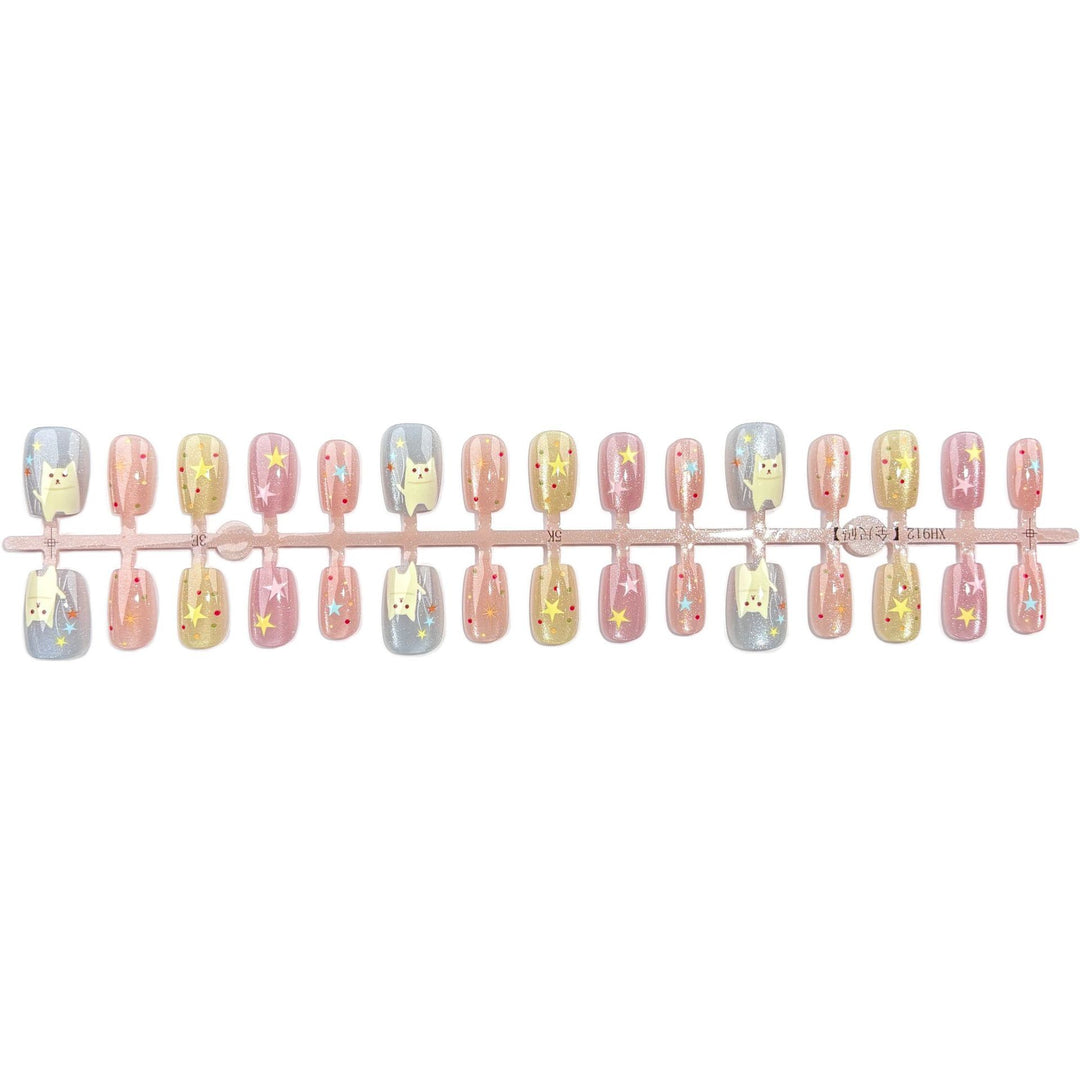 Playful Star-Embellished Press-On Nail Set