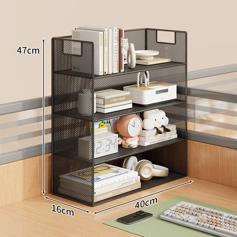 Mesh Desktop Open-Shelf Organizer with Integrated Handles and Dividers