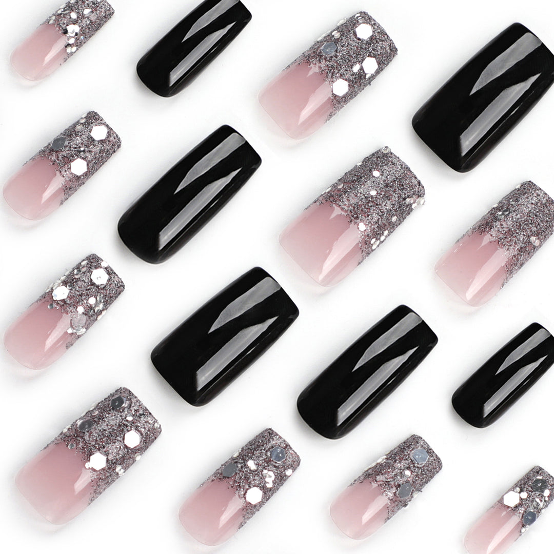 Artistic Acrylic Nails with Glitter Accents Stornfield