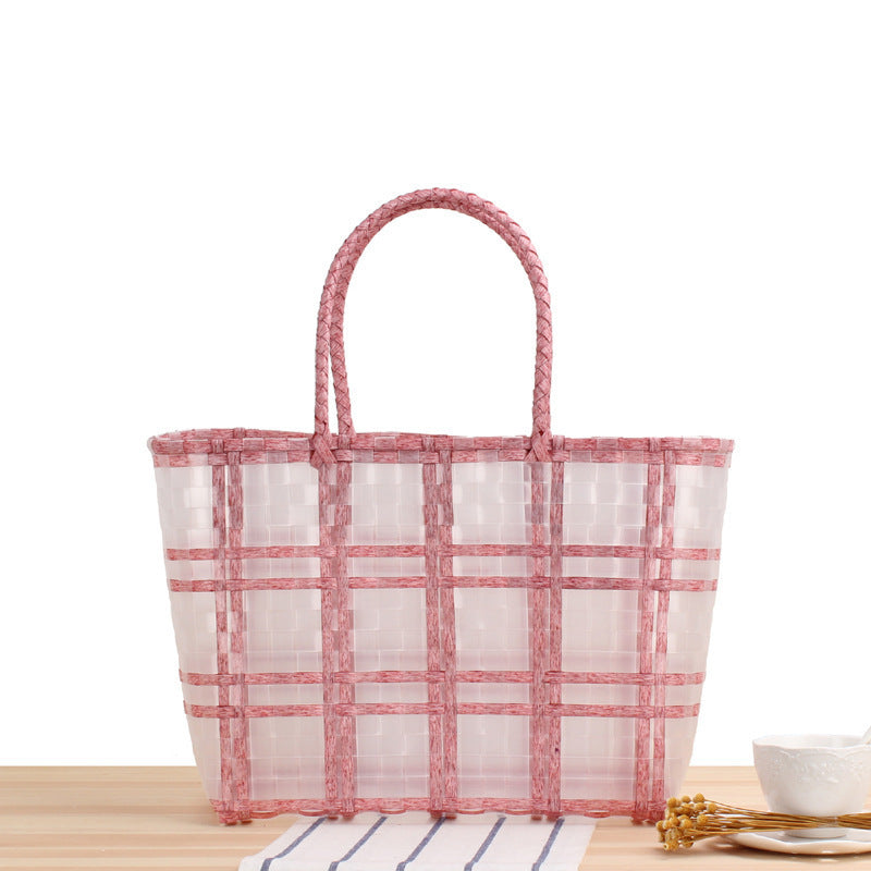 Tote bag with transparent window and braided handles Stornfield
