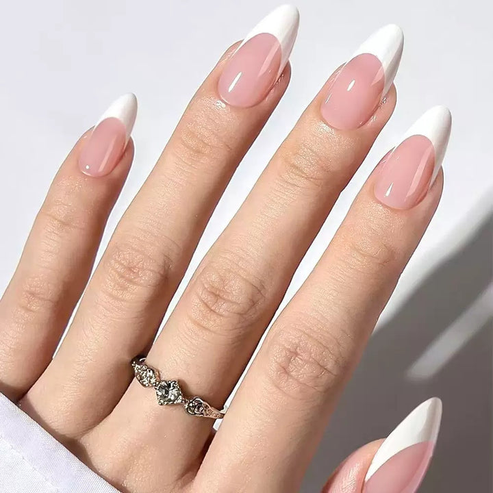 Artificial nail set with elegant French design and gloss effect Stornfield