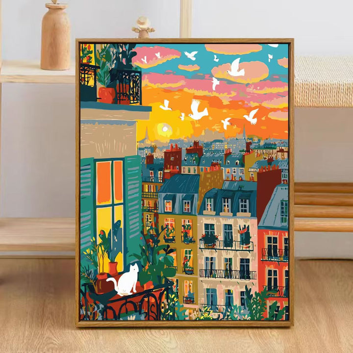 Colorful City Skyline Art Print Stornfield