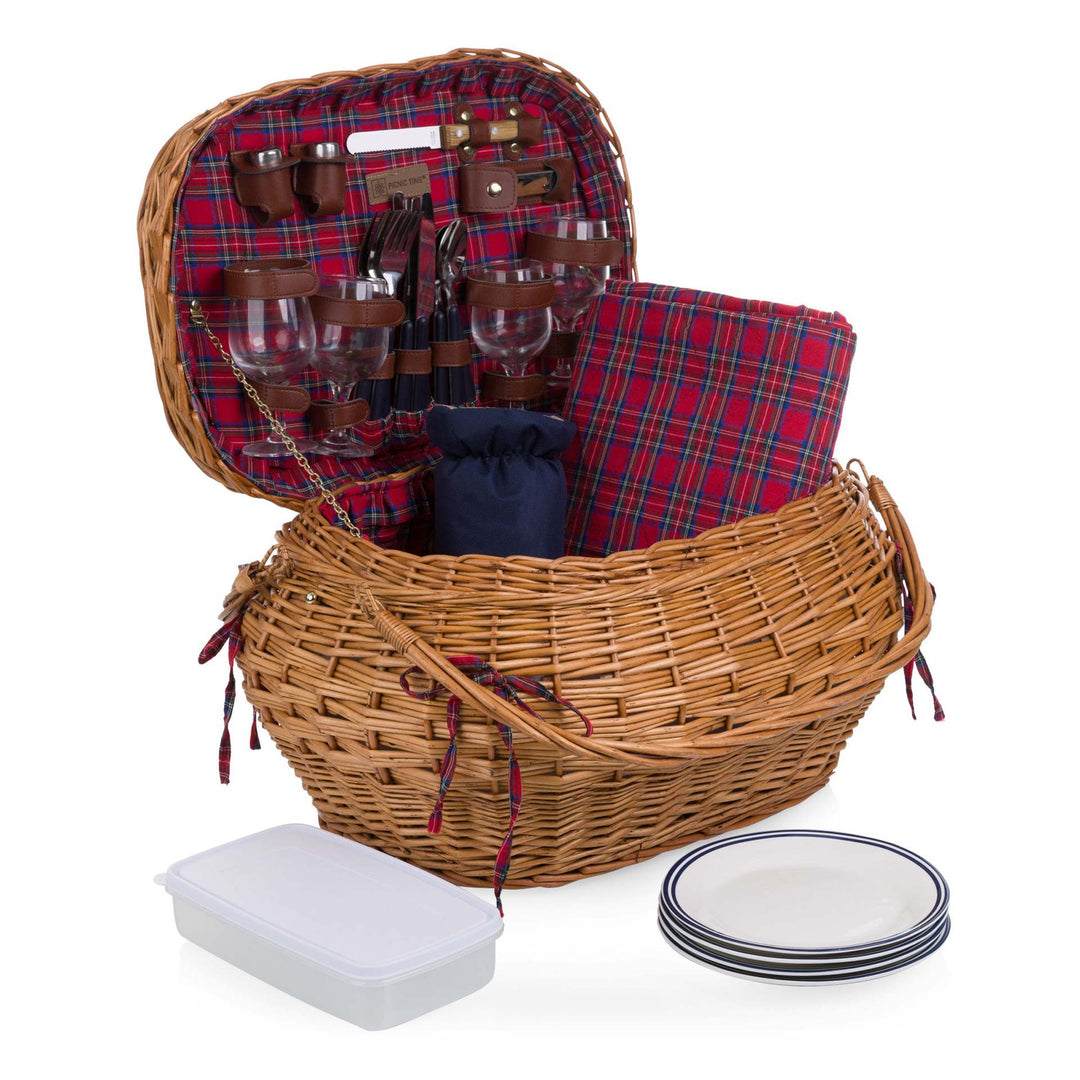 Women's basket with reinforced handle and decorative bows Stornfield