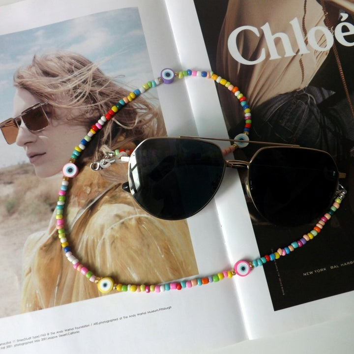 Colorful glasses holder chain with eye motifs Stornfield