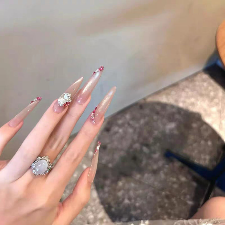 Elegant Nail Art Enhancements with Crystal Accents