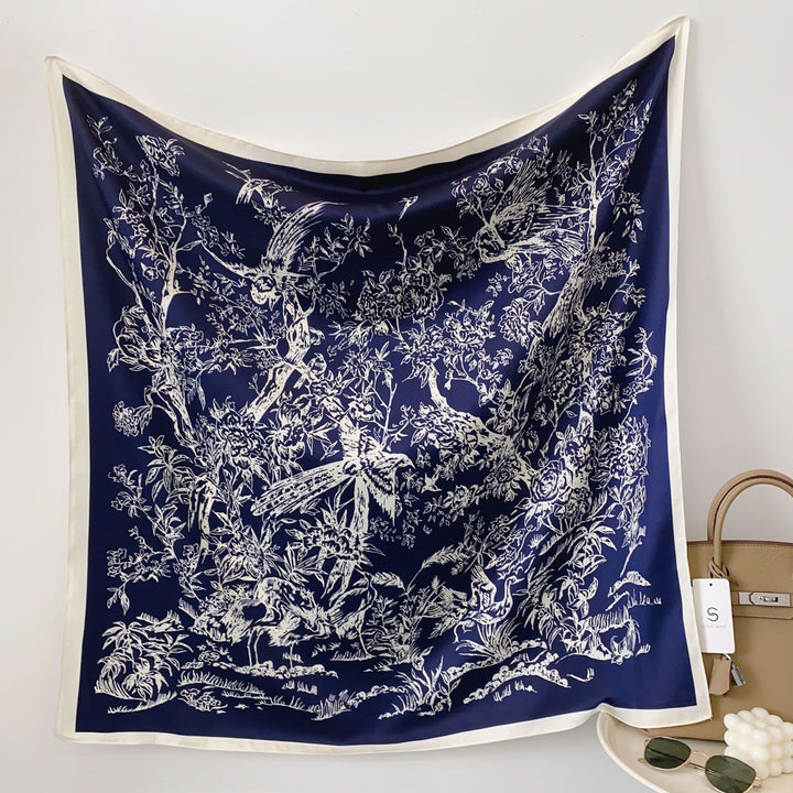 Women's silk scarf in elegant botanical design Stornfield