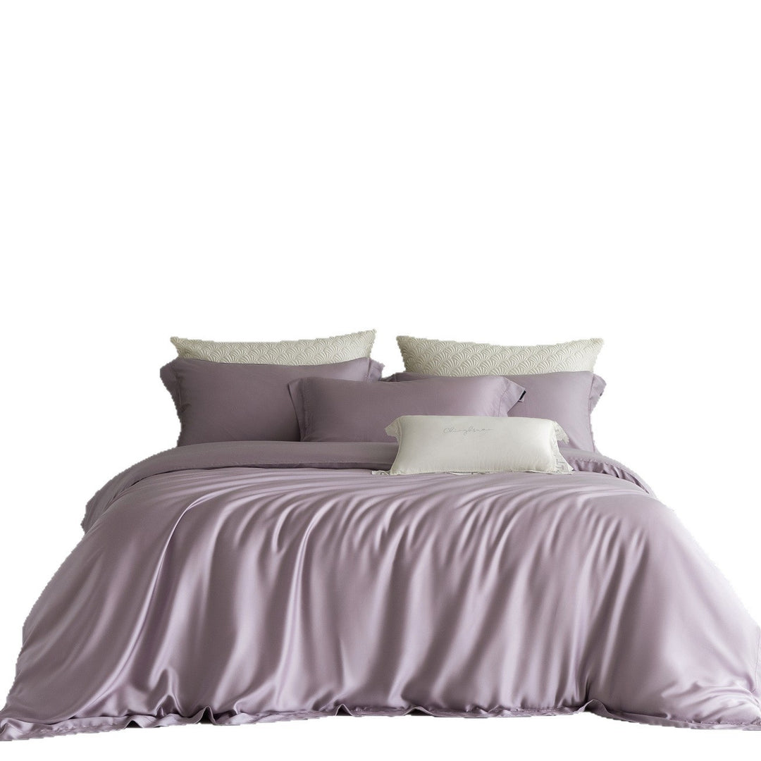 Luxury Silk-Feel Cooling Duvet Cover Set with Deep-Fit Skirt and Envelope Shams