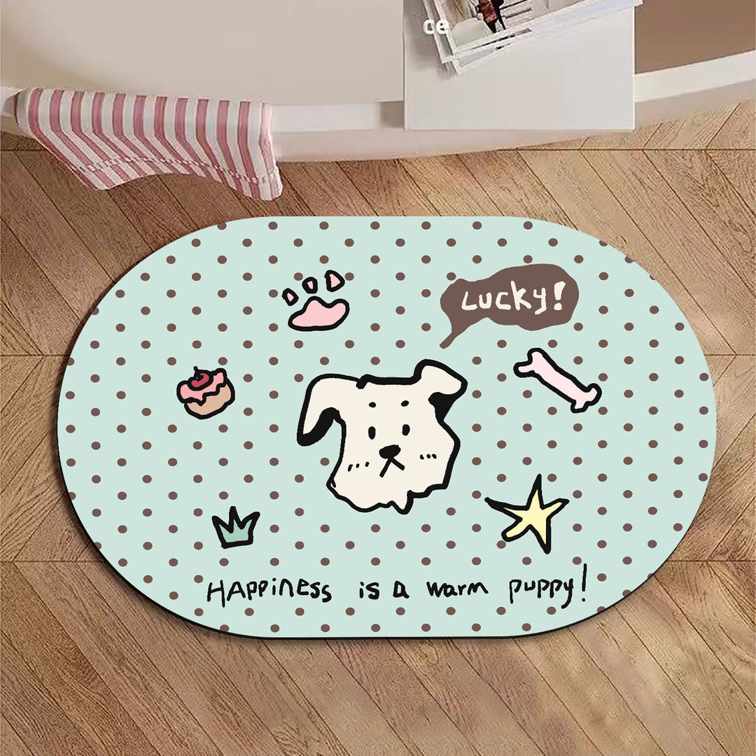 Cute Dog-Themed Plush Bath Mat