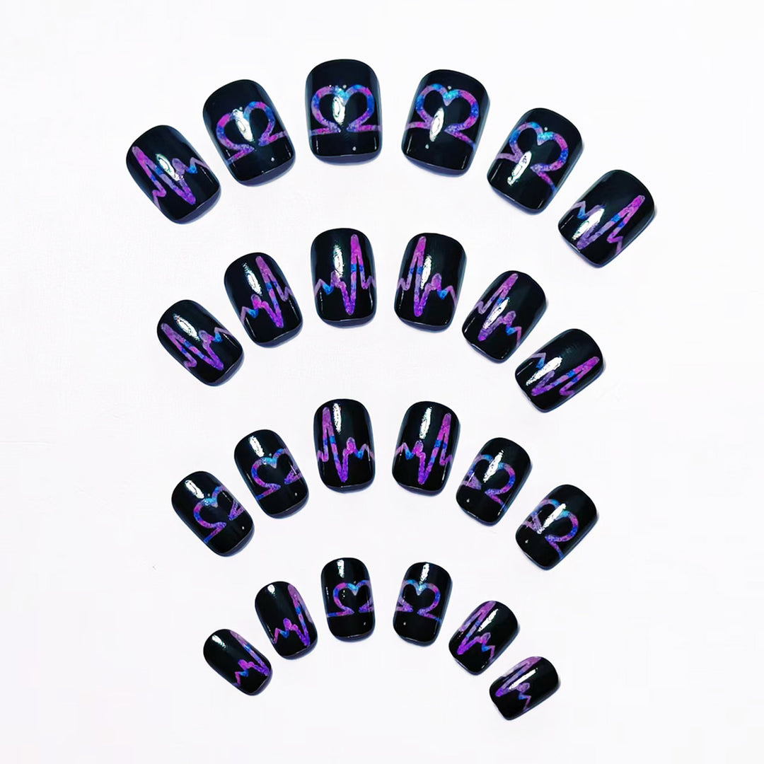 Artificial nail set with heart and EKG motif Stornfield