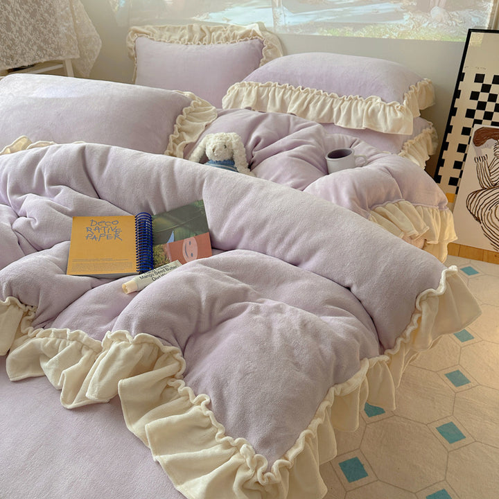 Luxurious Ruffled Plush Comforter Set