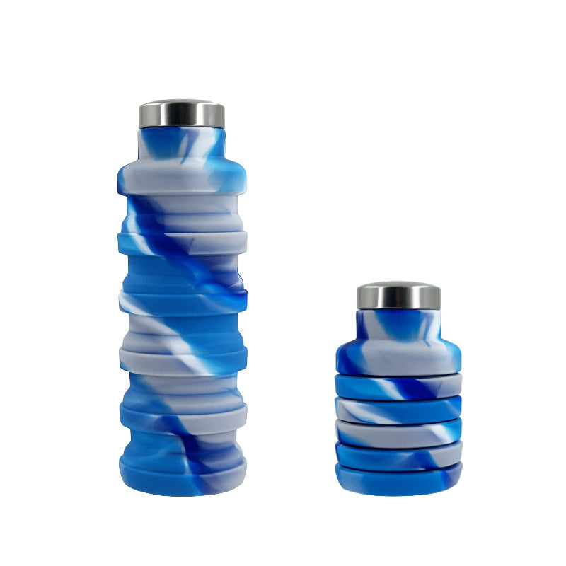 Women flexible silicone drinking bottle with integrated folding function Stornfield