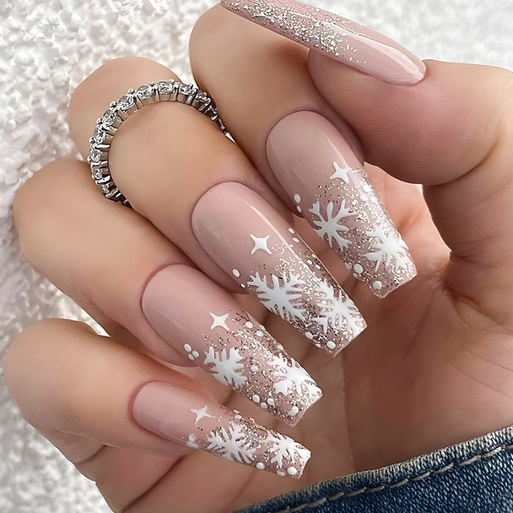 Festive Glitter Snowflake False Nails Stornfield