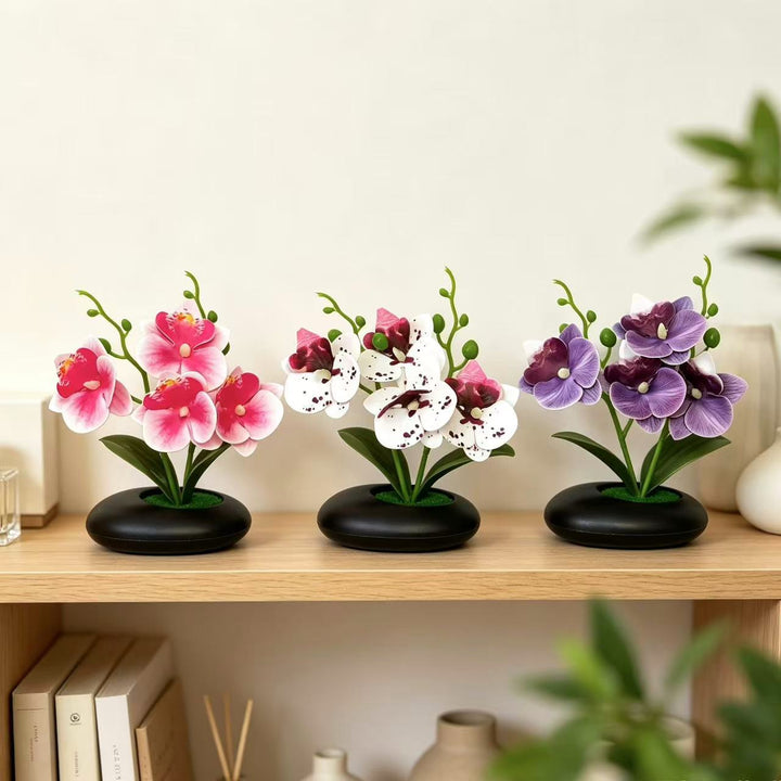 Elegant Faux Orchid Flower Arrangement for Indoor Decor