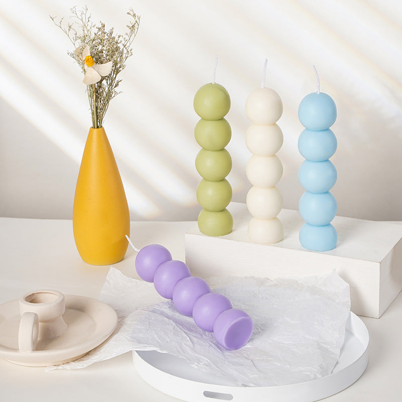 Stacked Sphere Sculptural Soy Wax Column Candle
