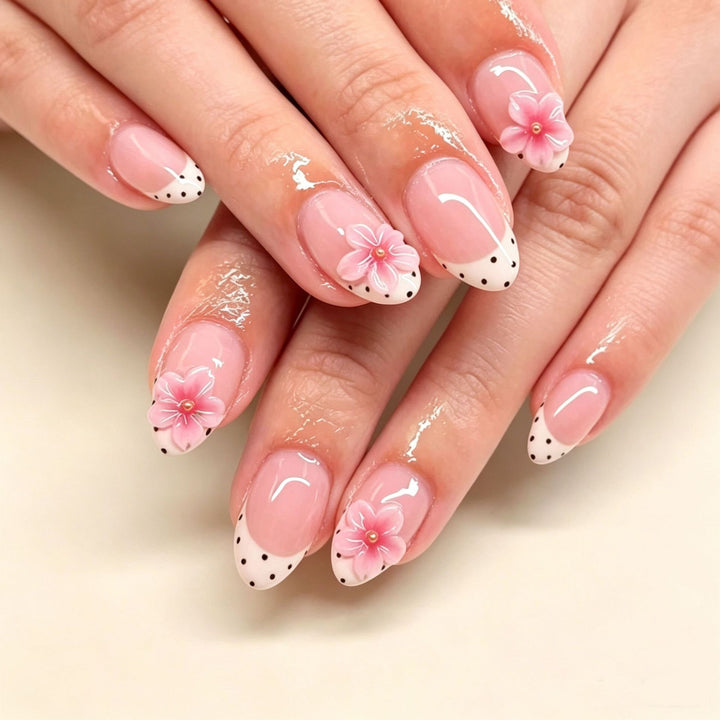 Elegant Floral Bow Press-On Nail Tips Stornfield