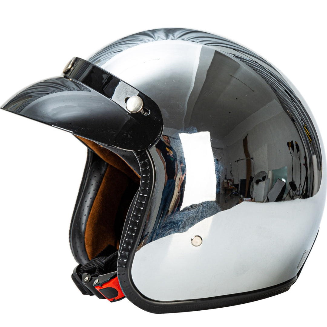 Retro Chrome Motorcycle Helmet Stornfield
