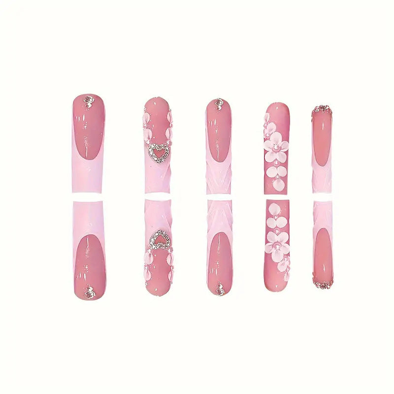 Decorative Floral Appliqué Press-On Nails Stornfield