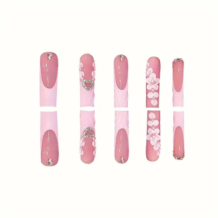 Decorative Floral Appliqué Press-On Nails Stornfield