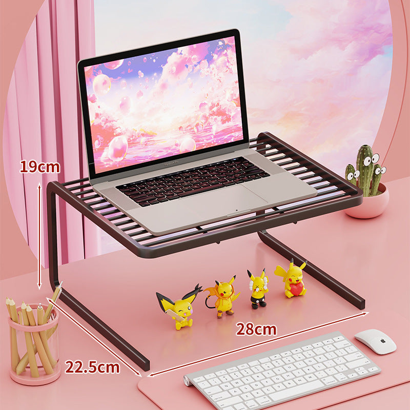 Two Tier Adjustable Metal Laptop and Monitor Riser with Ventilated Slatted Shelves