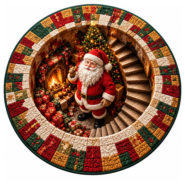 Festive Santa Claus Themed Round Mat for Home
