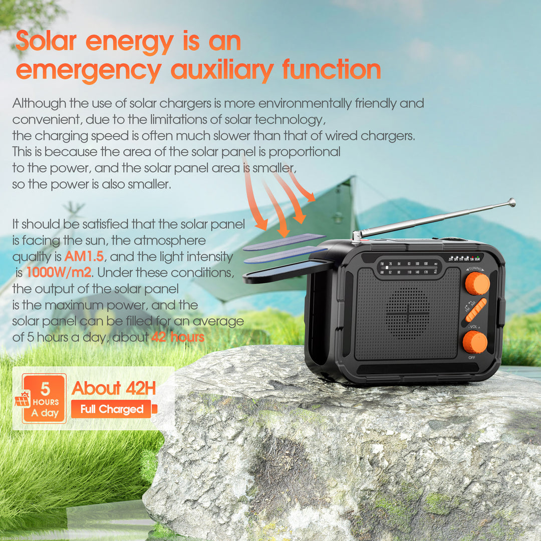 Multifunctional emergency radio with solar charger and flashlight Stornfield