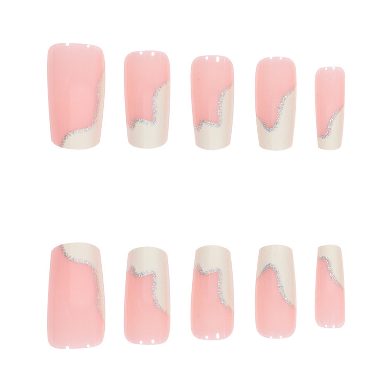 Stiletto Nail Art Extensions with Elegant Glitter Wave Design Stornfield