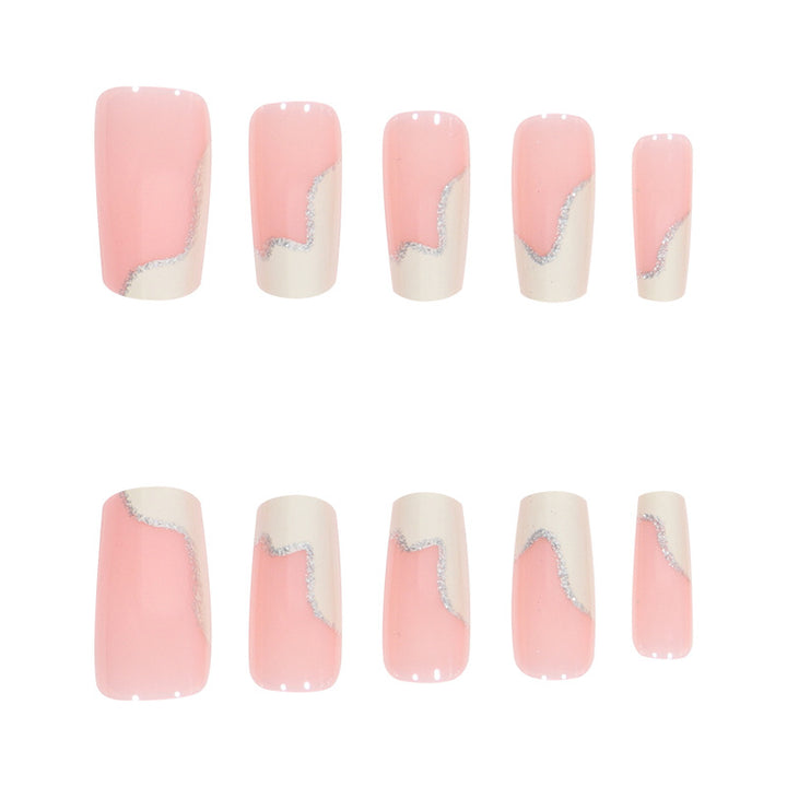 Stiletto Nail Art Extensions with Elegant Glitter Wave Design Stornfield